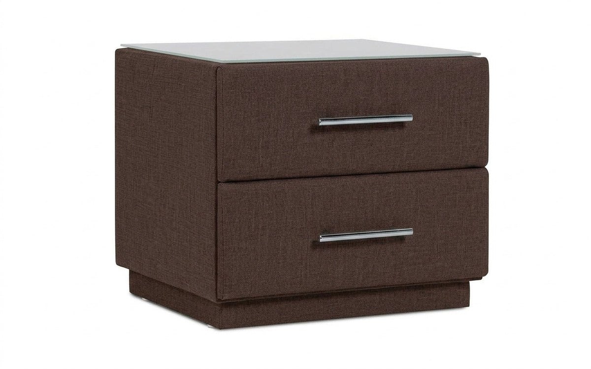 Marco nightstand in Lidot Brown fabric, product photo on white background