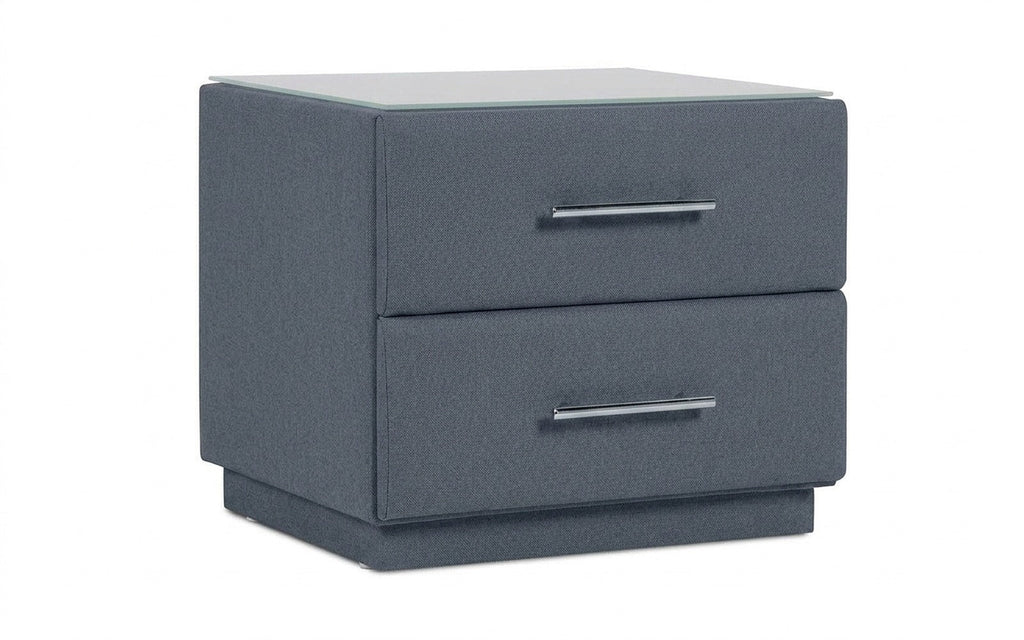 Marco nightstand in Prime Blue fabric, product photo on white background