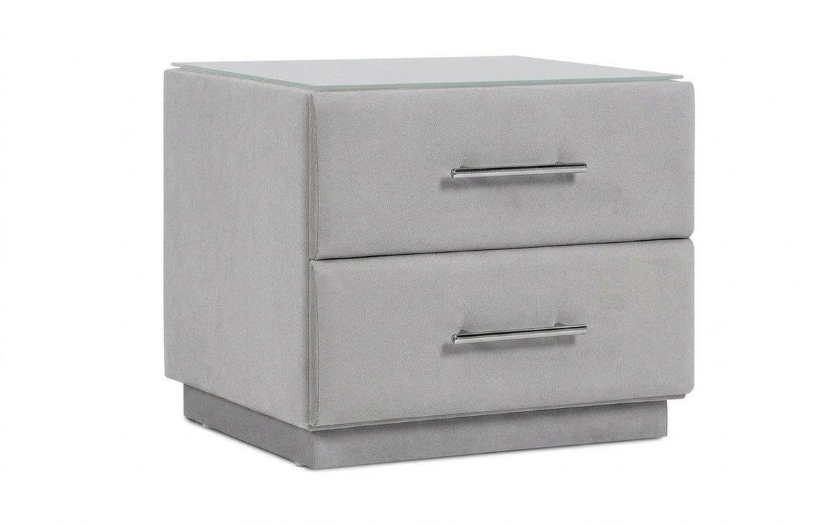 Marco nightstand in Prime Grey fabric, product photo on white background