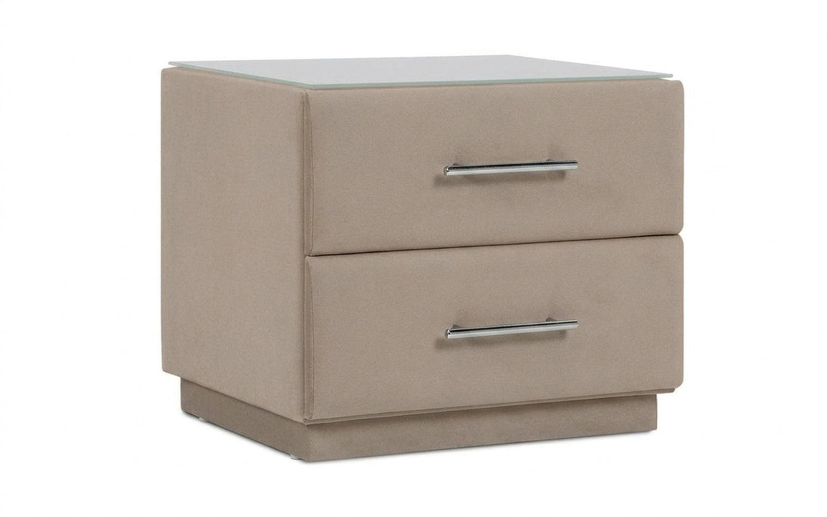 Marco nightstand in Shammy Foggy fabric, product photo on white background