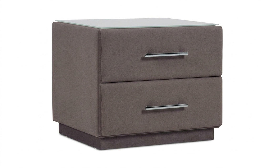 Marco nightstand in Shammy Smoky fabric, product photo on white background