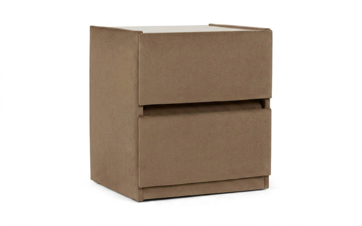 Oscar nightstand in Casanova Beige fabric, product photo on white background