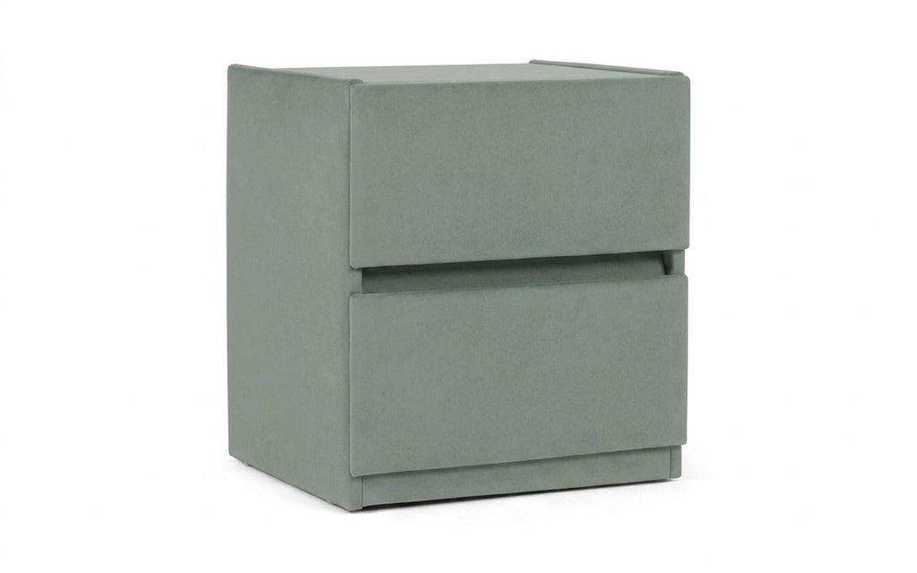 Oscar nightstand in Casanova Celadon fabric, product photo on white background