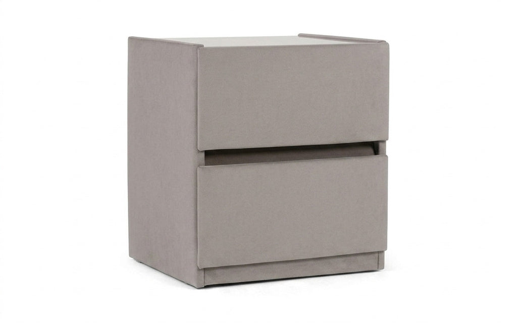 Oscar nightstand in Casanova Grey fabric, product photo on white background