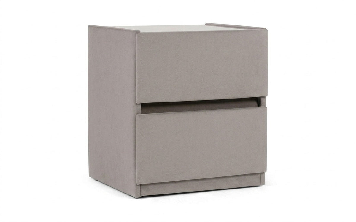 Oscar nightstand in Casanova Grey fabric, product photo on white background