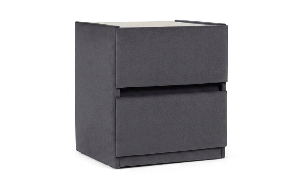 Oscar nightstand in Galaktika Blue fabric, product photo on white background