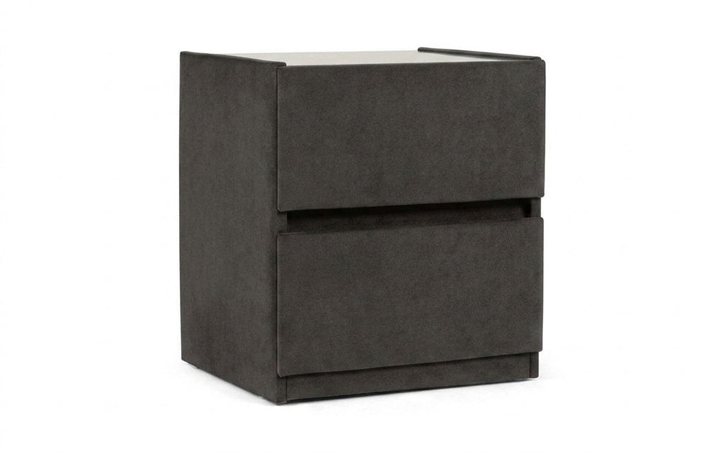 Oscar nightstand in Galaktika Grey fabric, product photo on white background