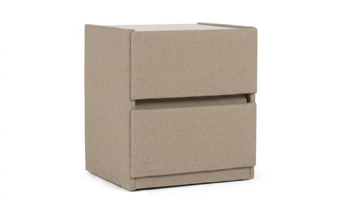 Oscar nightstand in Lidot Beige fabric, product photo on white background