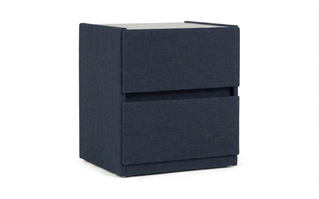 Oscar nightstand in Lidot Blue fabric, product photo on white background