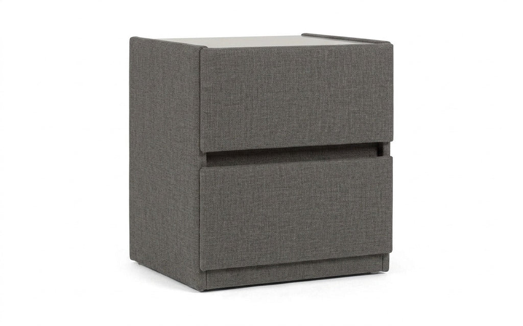Oscar nightstand in Lidot Grey fabric, product photo on white background