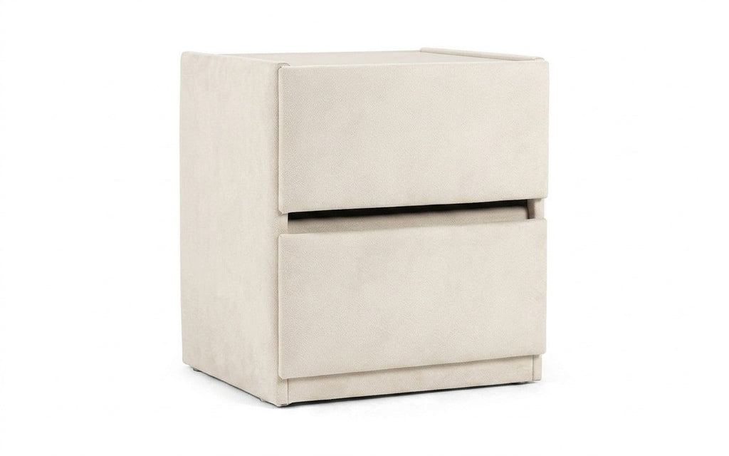 Oscar nightstand in Prime White fabric, product photo on white background