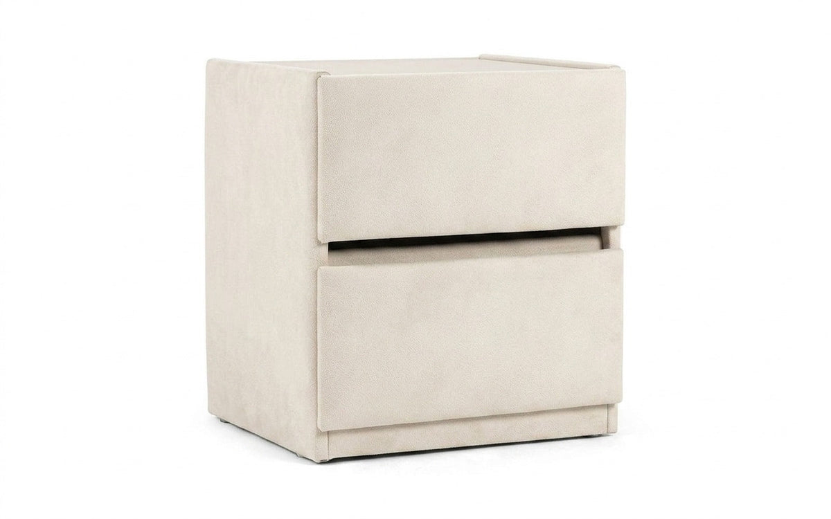 Oscar nightstand in Prime White fabric, product photo on white background