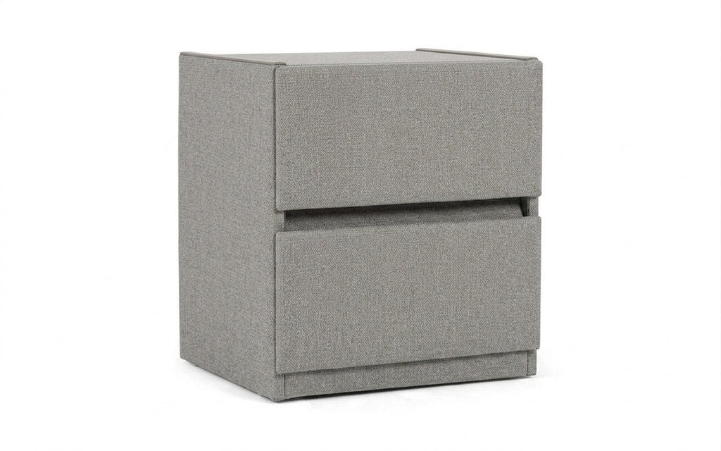 Oscar nightstand in Rokky Mist fabric, product photo on white background