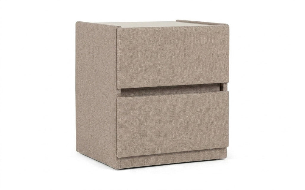 Oscar nightstand in Rokky Sand fabric, product photo on white background