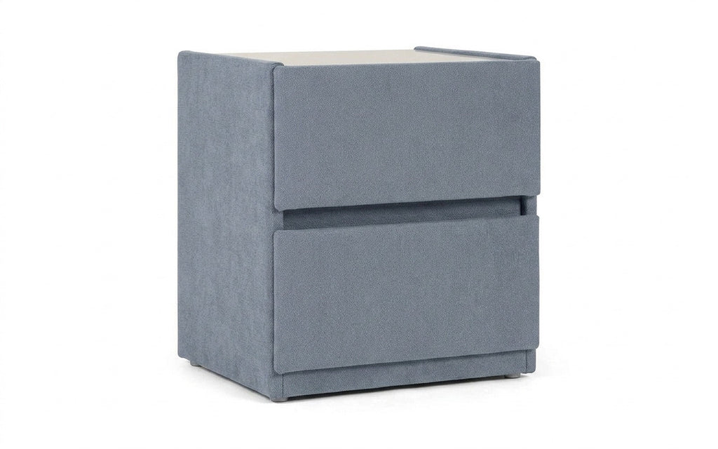 Oscar nightstand in Rokky Sea fabric, product photo on white background