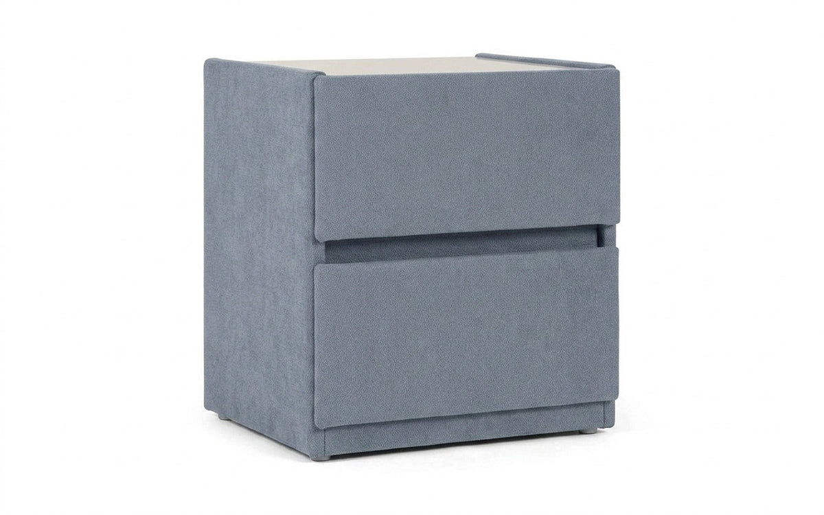 Oscar nightstand in Rokky Sea fabric, product photo on white background