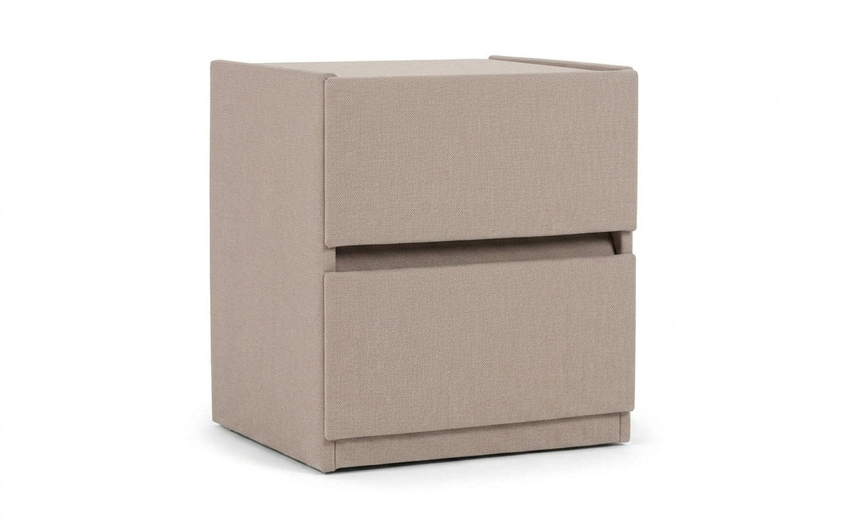 Oscar nightstand in Rokky Snow fabric, product photo on white background