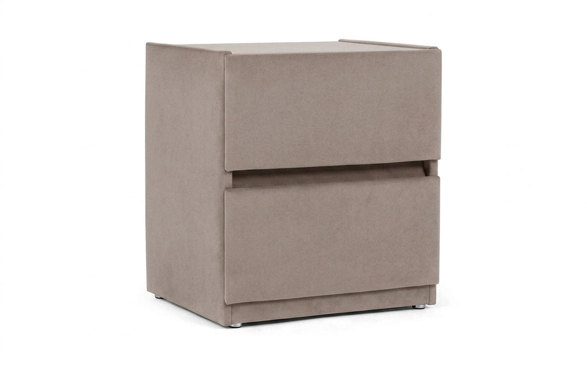 Oscar nightstand in Shammy Foggy fabric, product photo on white background