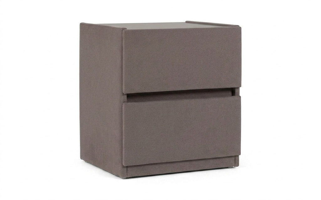 Oscar nightstand in Shammy Smoky fabric, product photo on white background