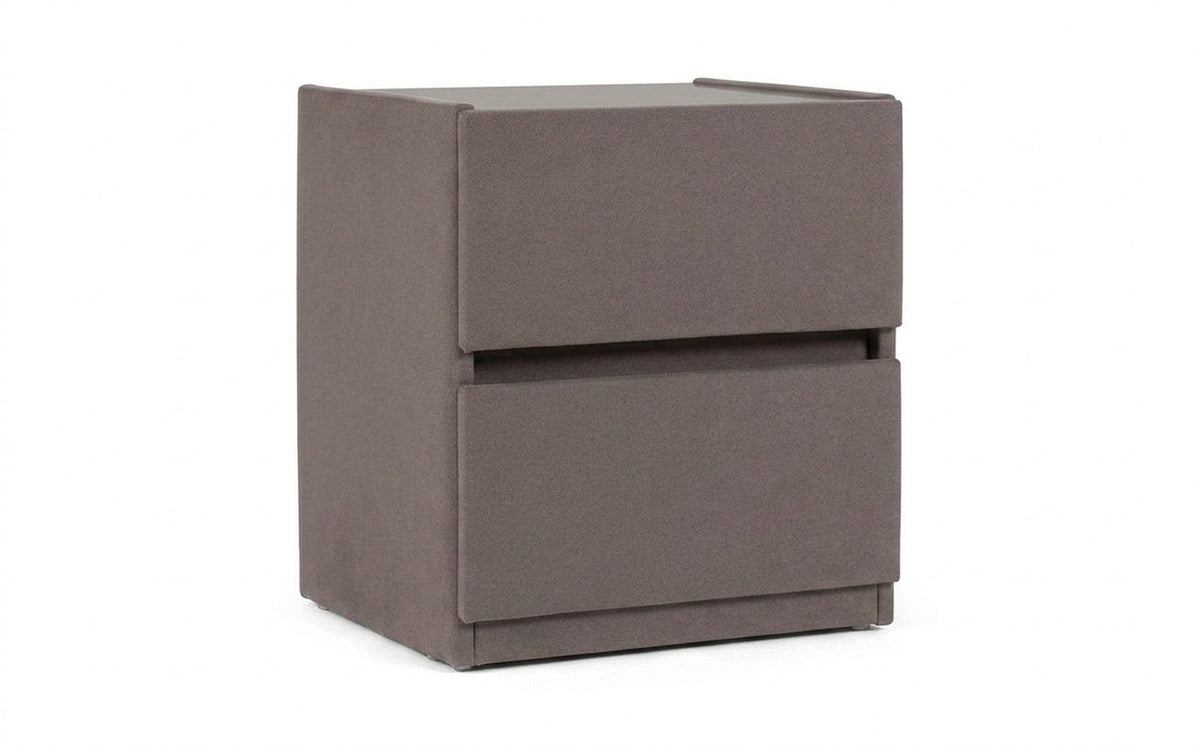 Oscar nightstand in Shammy Smoky fabric, product photo on white background