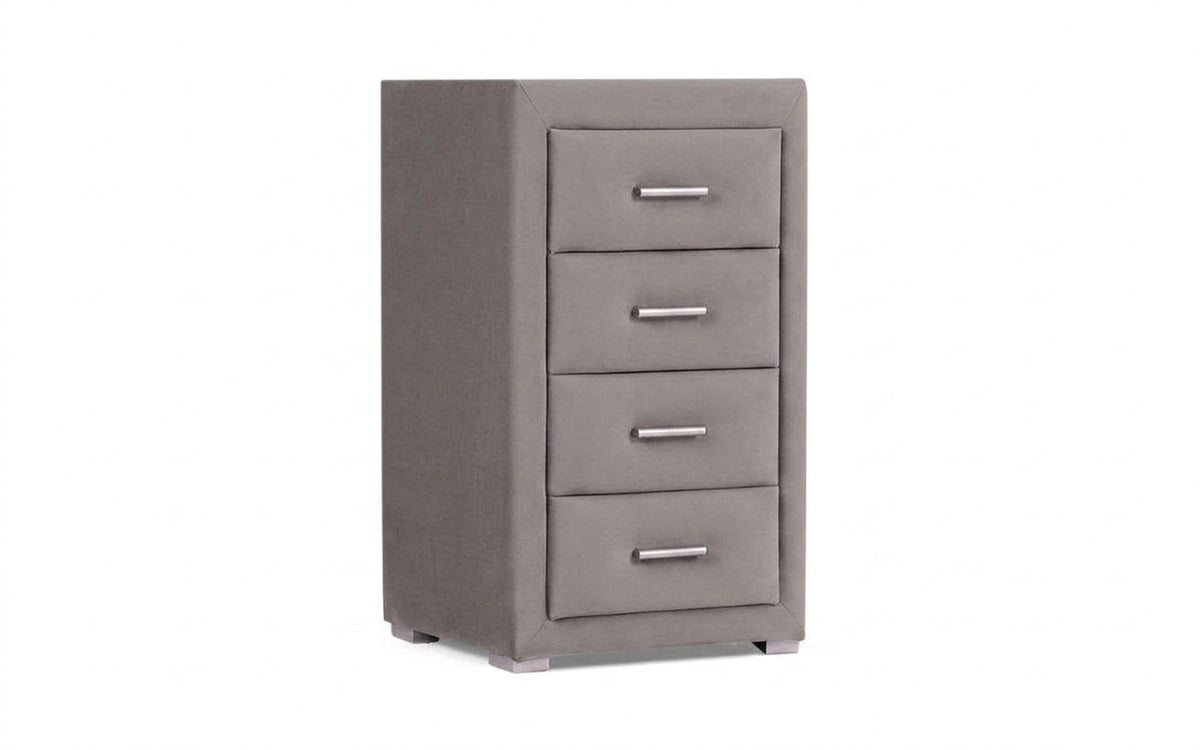Richmond nightstand in Casanova Grey fabric, product photo on white background