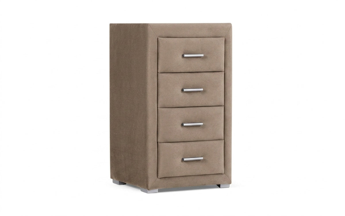 Richmond nightstand in Galaktika Beige fabric, product photo on white background