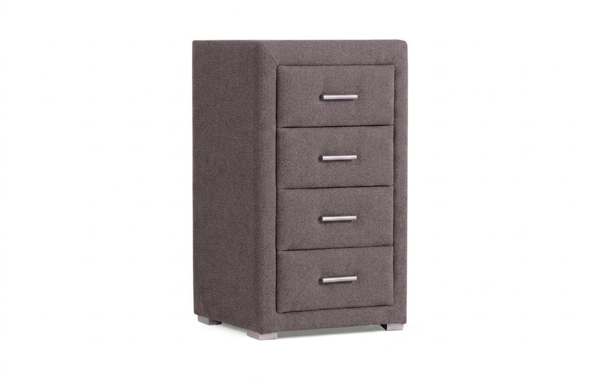 Richmond nightstand in Shammy Smoky fabric, product photo on white background