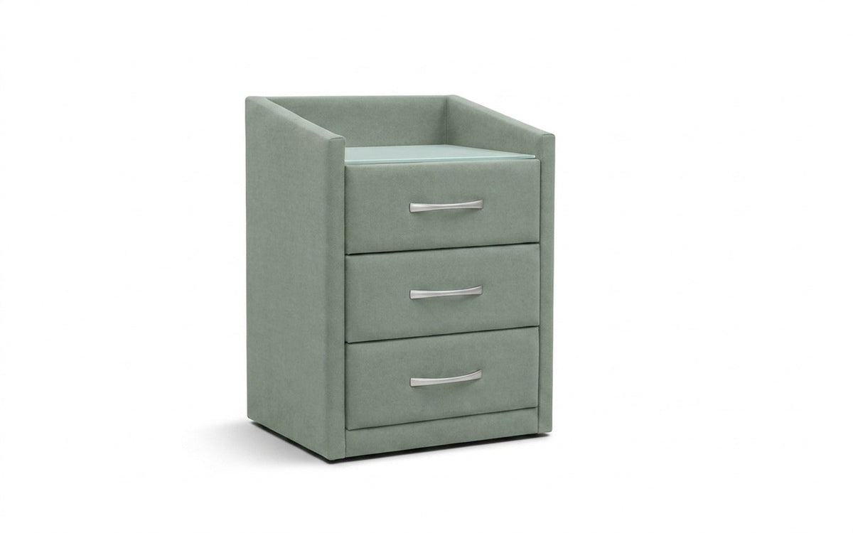 Teffi nightstand in Casanova Celadon fabric, product photo on white background