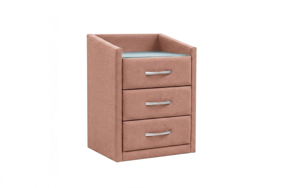 Teffi nightstand in Casanova Pudra fabric, product photo on white background