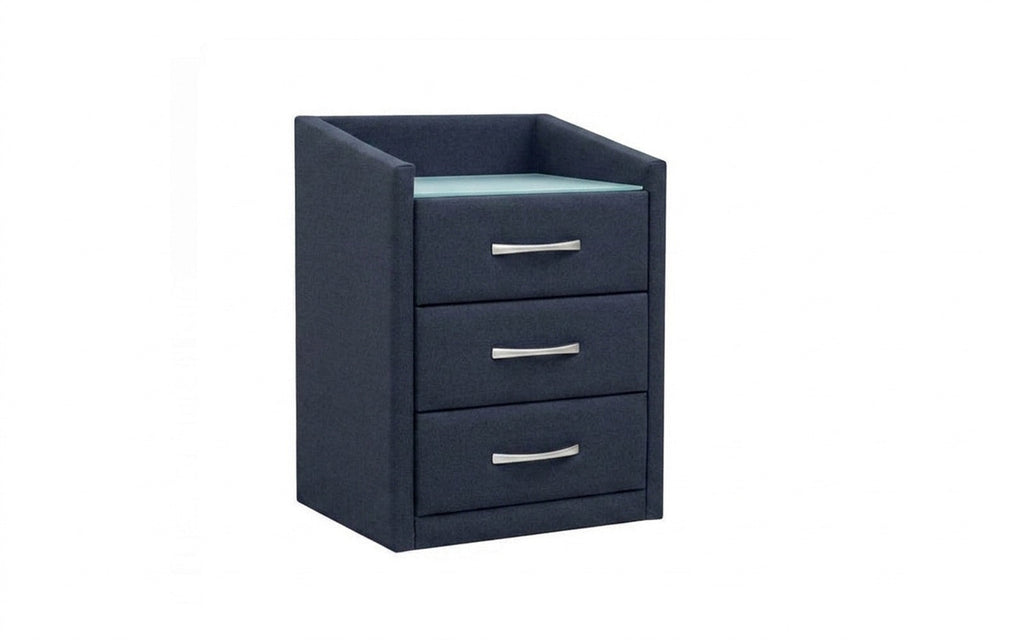 Teffi nightstand in Lidot Blue fabric, product photo on white background