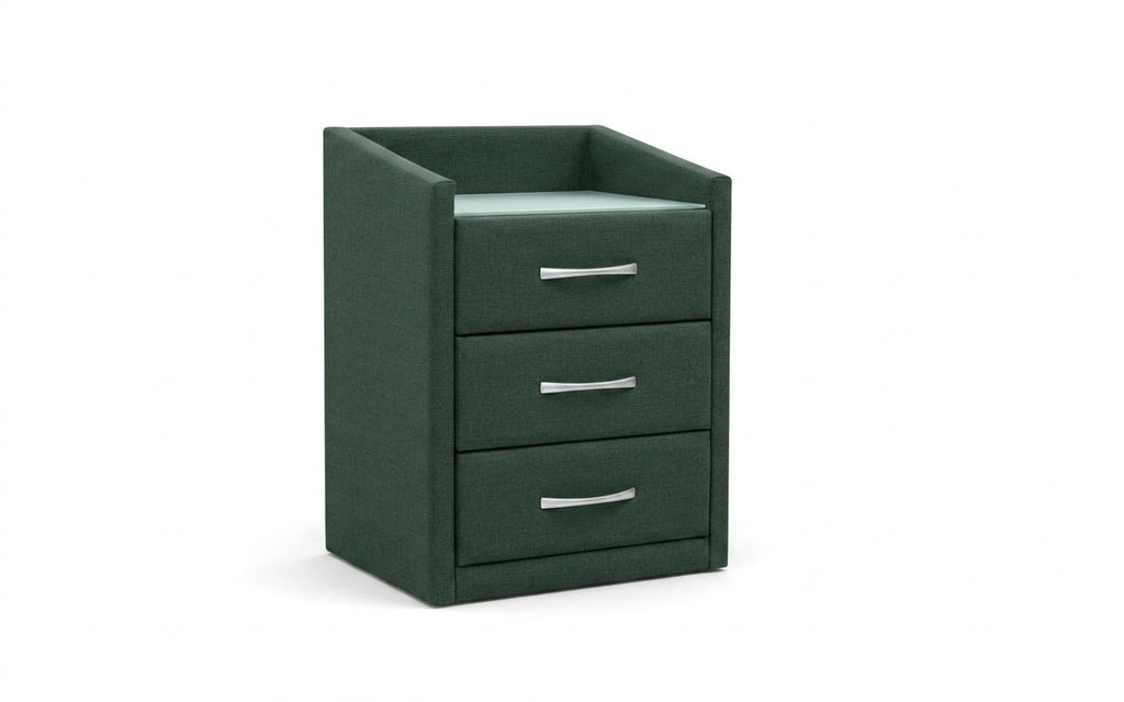 Teffi nightstand in Lidot Green fabric, product photo on white background