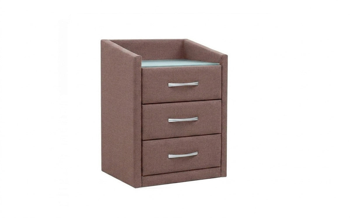 Teffi nightstand in Lidot Lilac fabric, product photo on white background