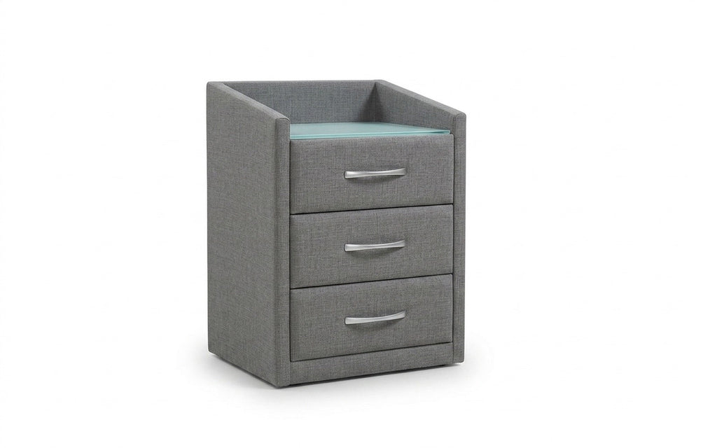 Teffi nightstand in Lidot Silver fabric, product photo on white background