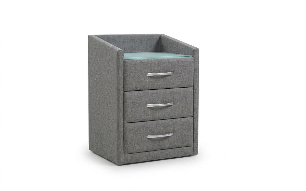 Teffi nightstand in Lidot Silver fabric, product photo on white background