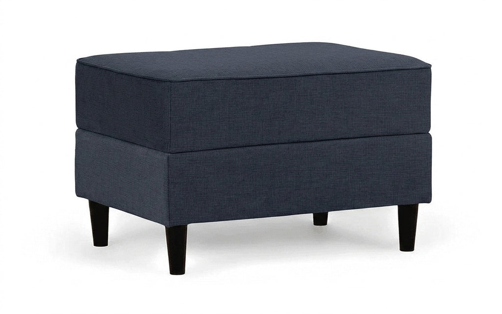 Amani Pro pouf in Lidot Blue fabric, product photo on white background