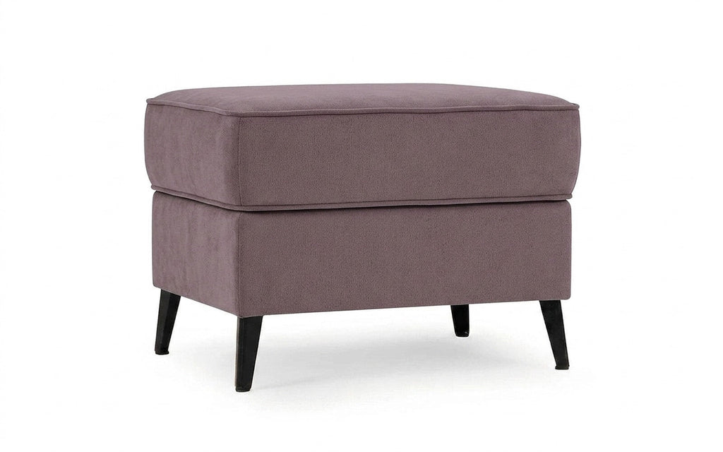 Laguna pouf in Casanova Lilac fabric, product photo on white background