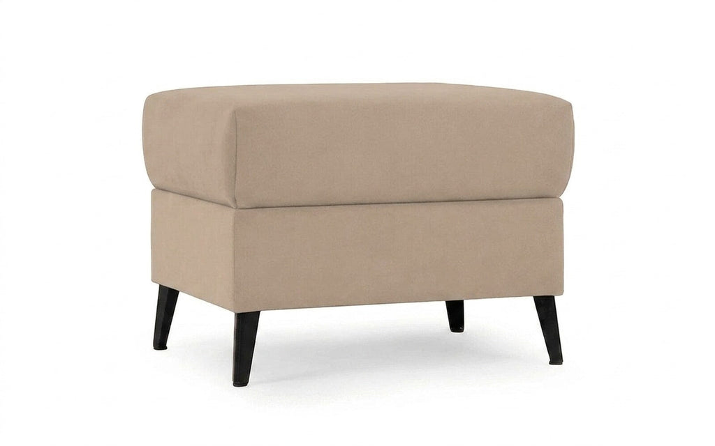 Laguna pouf in Casanova Milk fabric, product photo on white background