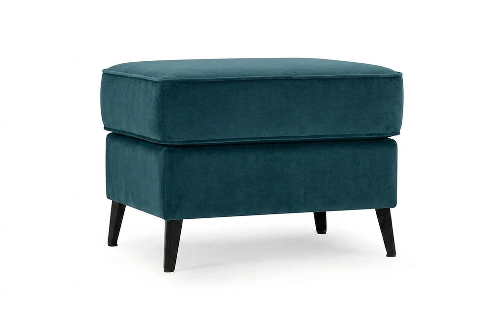 Laguna pouf in Casanova Seawave fabric, product photo on white background