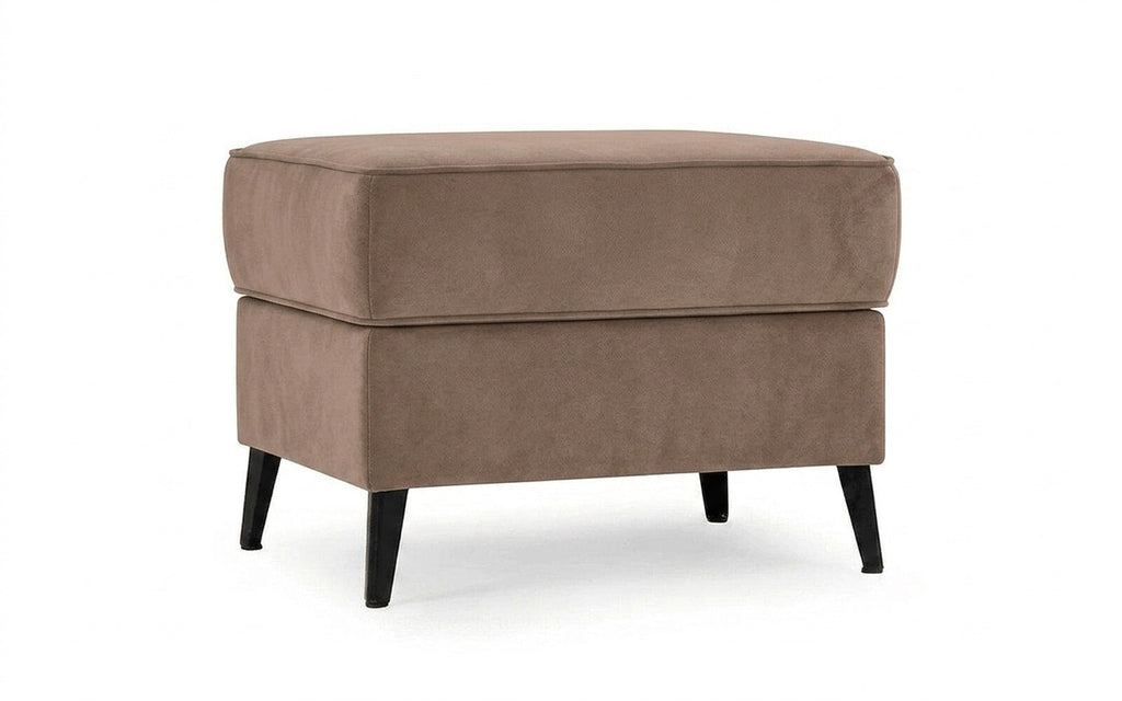 Laguna pouf in Casanova Stone fabric, product photo on white background