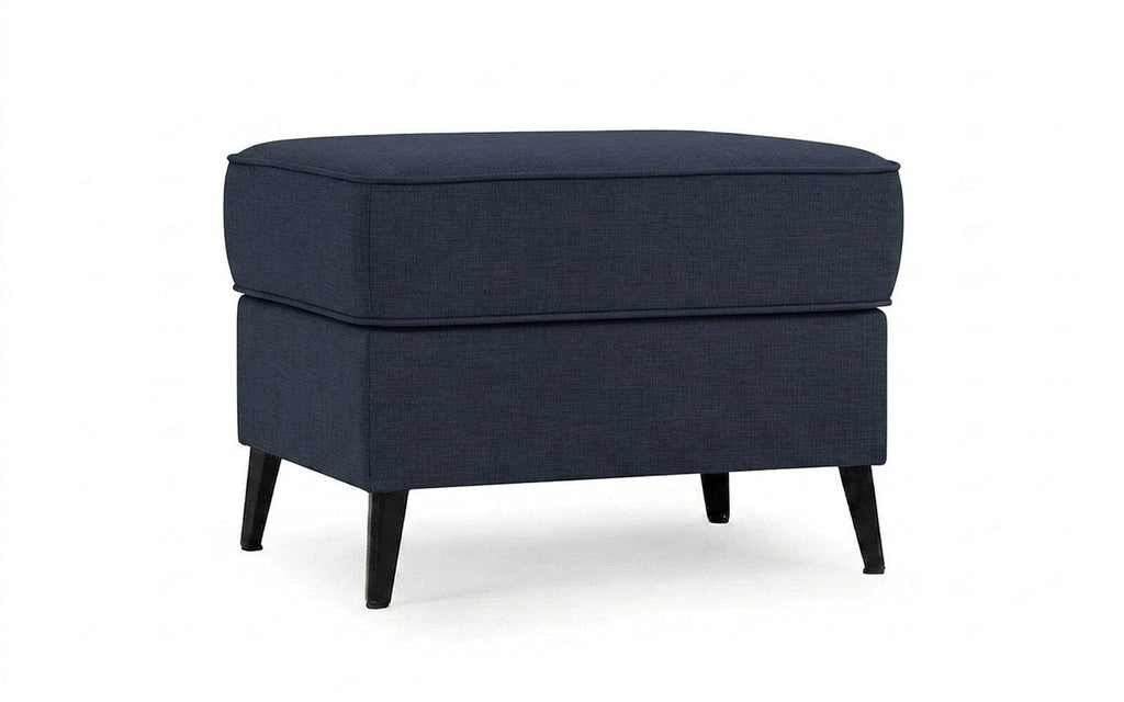 Laguna pouf in Lidot Blue fabric, product photo on white background