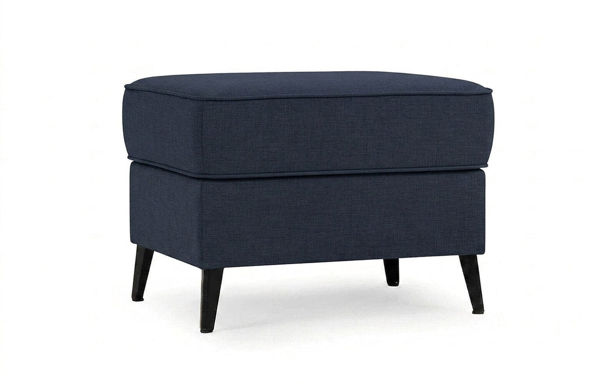 Laguna pouf in Lidot Blue fabric, product photo on white background