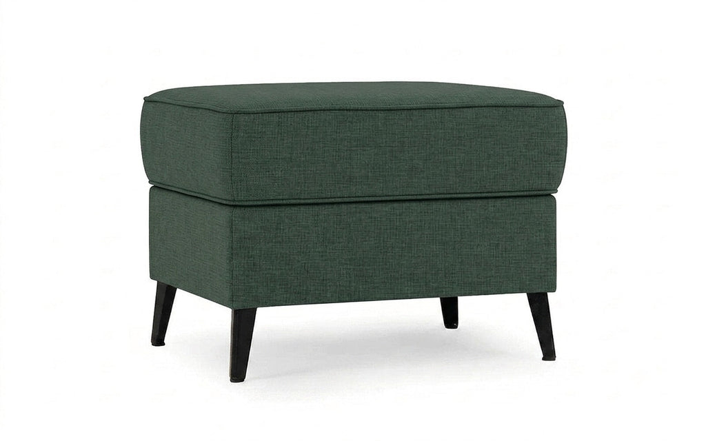Laguna pouf in Lidot Green fabric, product photo on white background