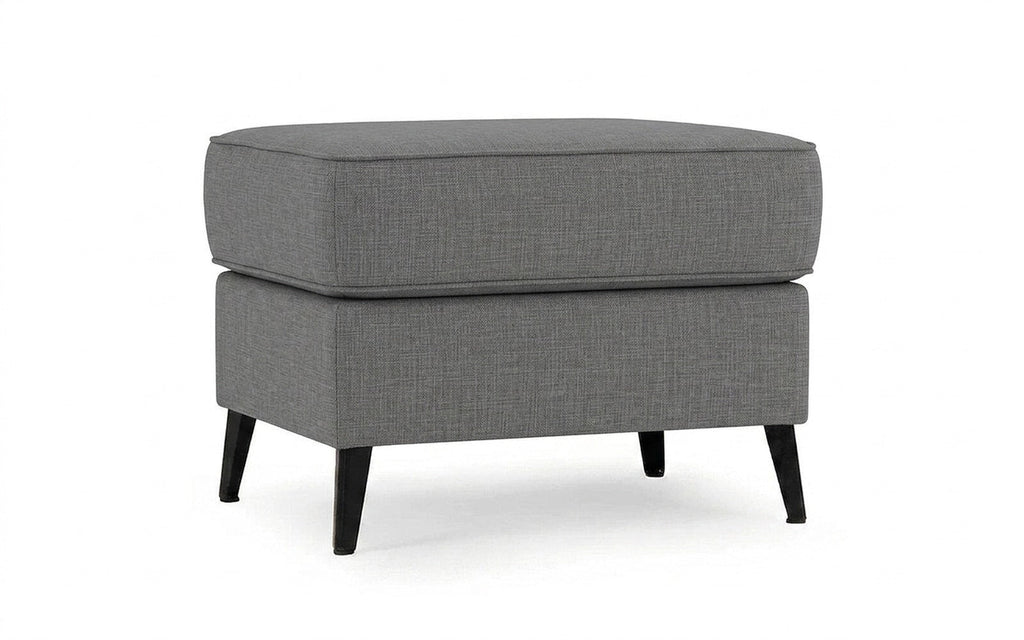 Laguna pouf in Lidot Silver fabric, product photo on white background