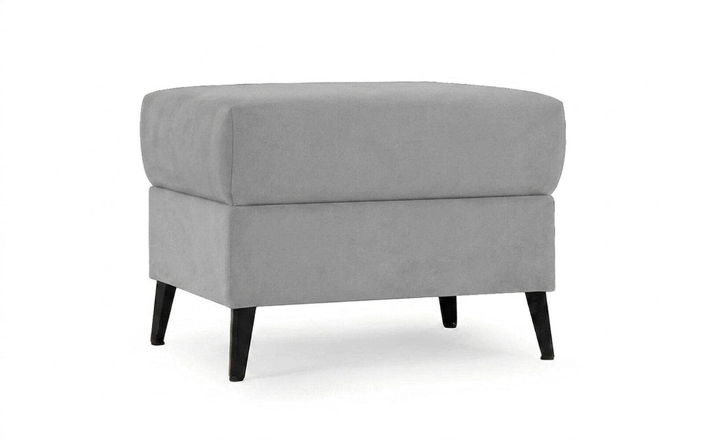 Laguna pouf in Prime Grey fabric, product photo on white background