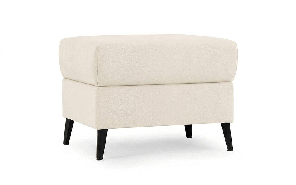 Laguna pouf in Prime White fabric, product photo on white background