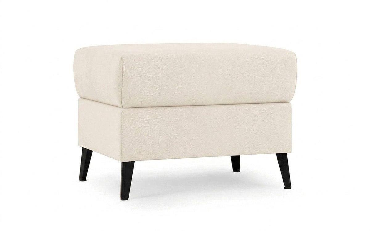 Laguna pouf in Prime White fabric, product photo on white background