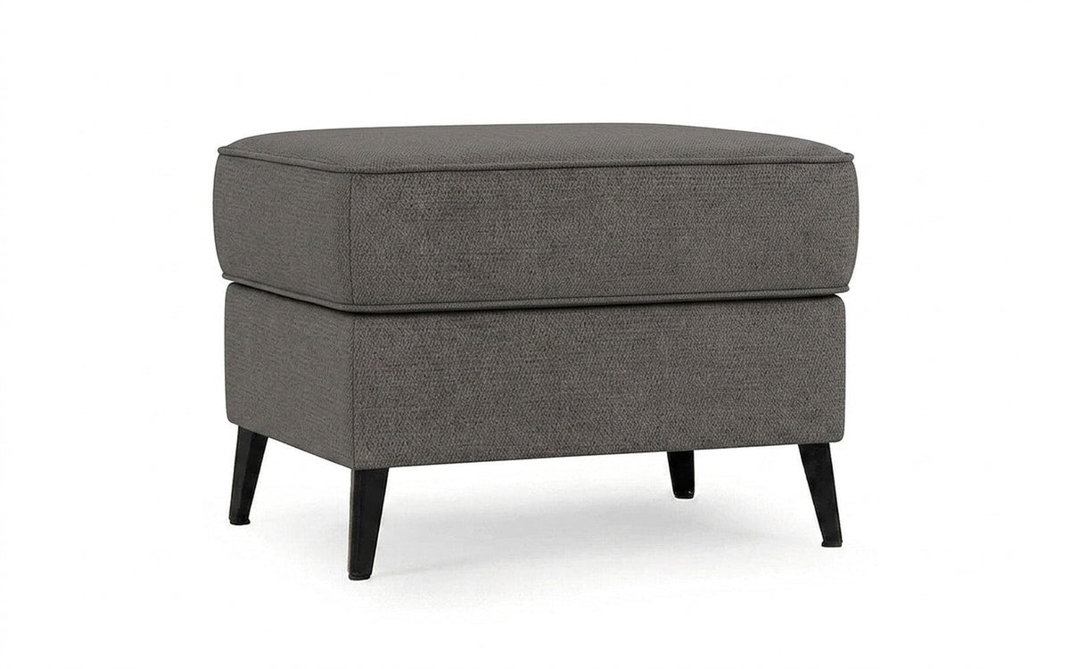 Laguna pouf in Royal I Mist fabric, product photo on white background