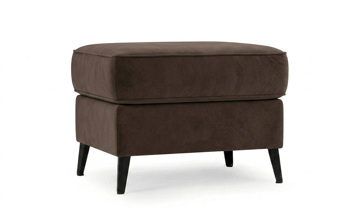 Laguna pouf in Sky Velvet 02 fabric, product photo on white background